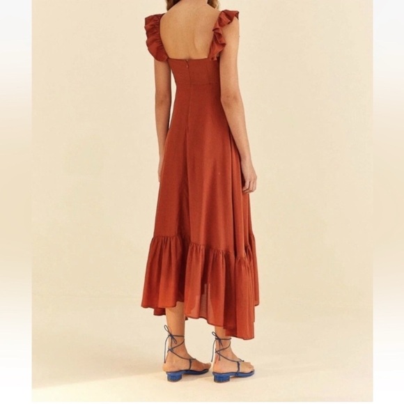 Farm Rio Ruffle Strap Rust Maxi Dress - Picture 3 of 16